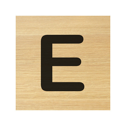 CapitA capital E wood block on white with clipping pathal E wood block on white with clipping path