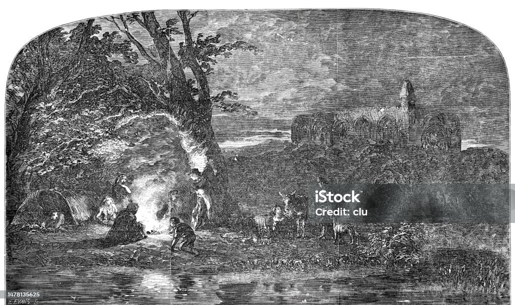 Gipsies Twilight Stock Illustration - Download Image Now - 1850-1859 ...