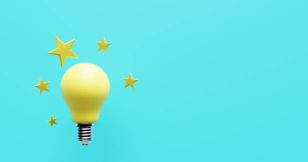 istock Light bulb and stars. Ideas sudden awareness realization, brainstorming.3d rendering 1478136041
