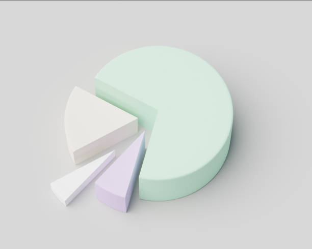 istock Simple chart pie with separated parts, business statistics, 3d rendering. Financing, report diagram in pale colors 1478137951