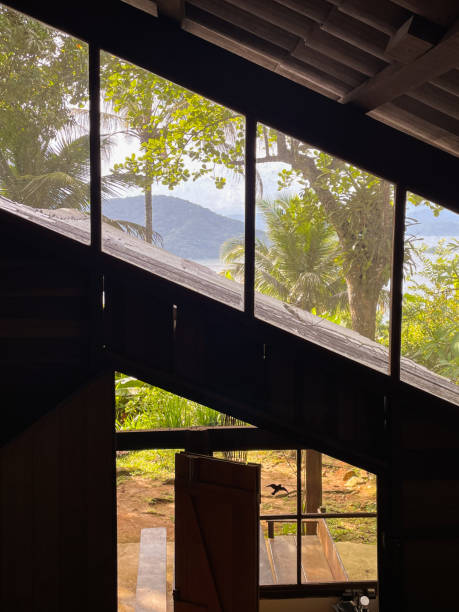istock Interior of a jungle hut with view 1478144546