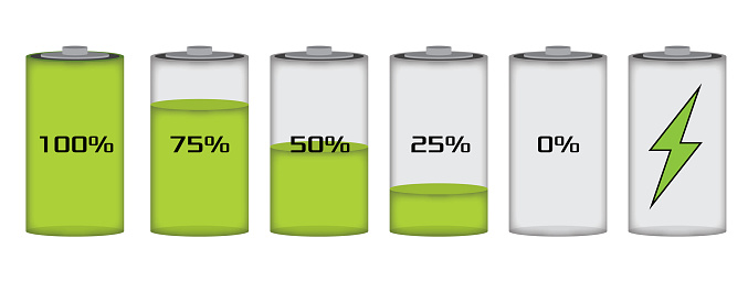 Battery charge level set illustration