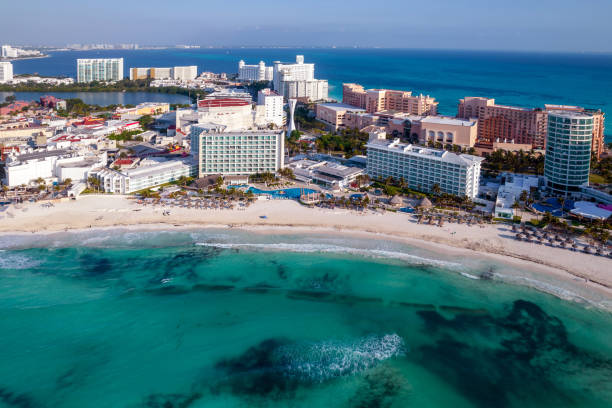 istock Mexico Cancun, beautiful Caribbean coast, top view. 1478157560