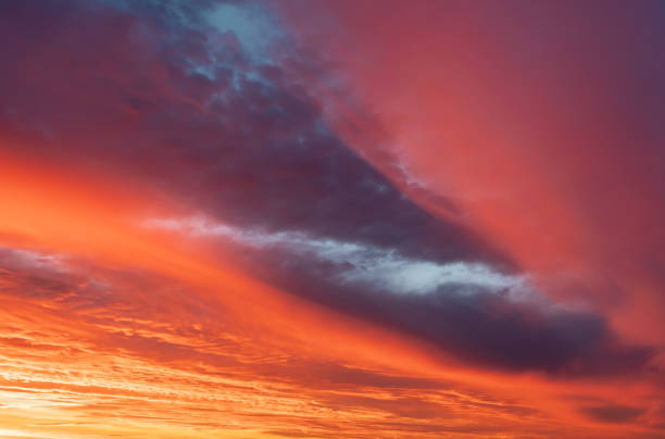 istock Pink and purple clouds at sunset. Sky panorama background 1478157698