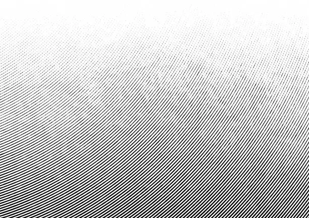Vector illustration of Black half tone gradient lines pattern fade