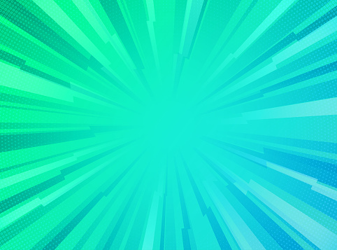 Abstract turquoise green blue exploding comic starburst vector illustration background