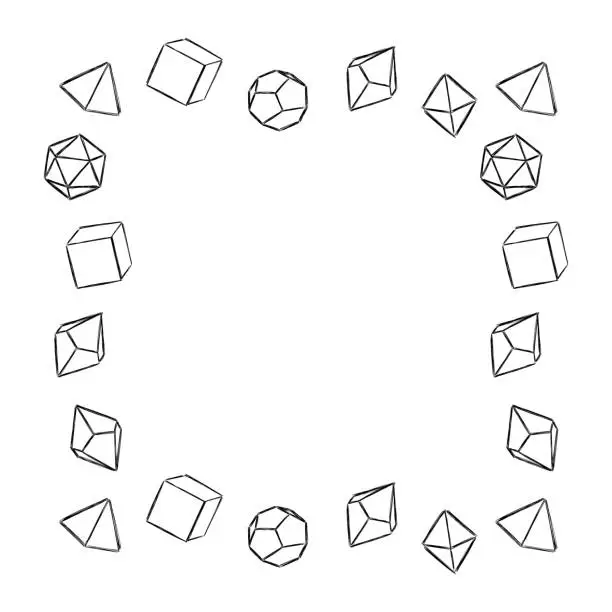 Vector illustration of Black dice frame in square shape, hand drawn
