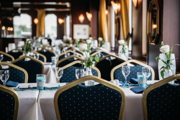 istock Elegant dining room with a beautiful table arranged for a ceremony 1478178860