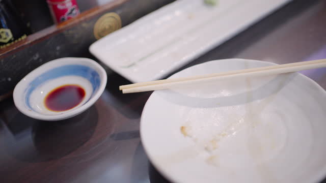 Empty plate after eating at Japanese restaurants
