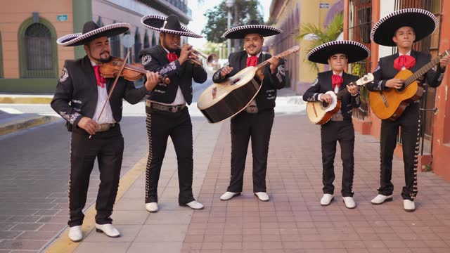 Traditional mariachi group playing at the historic district