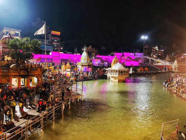 istock Beautiful Temple mid of river haridwar Ganges. 1478186825
