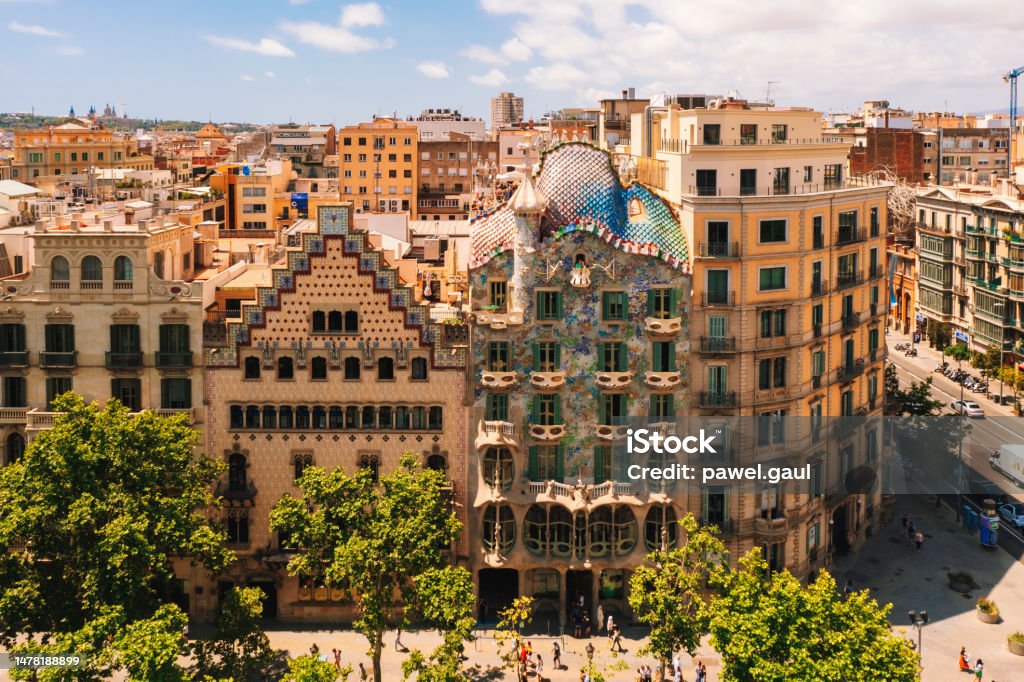 Passeig de Gràcia in Aerial view of Barcelona Spain Barcelona - Spain Stock Photo