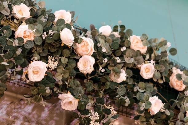 istock Stunning floral hanging display featuring white roses 1478190947