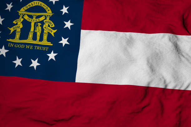 Waving flag of Georgia in 3D rendering stock photo