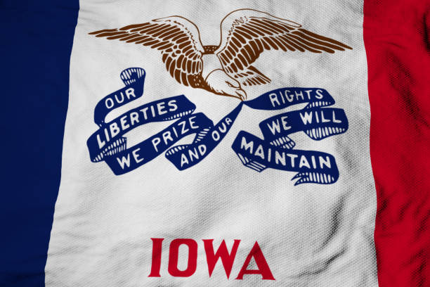 Waving flag of Iowa in 3D rendering