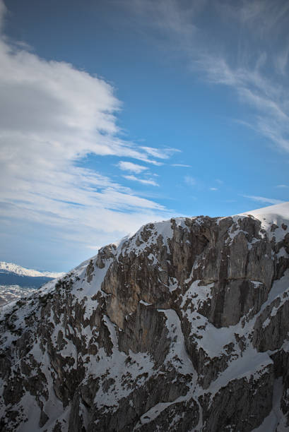 Rocky mountains ski resort in the spring time