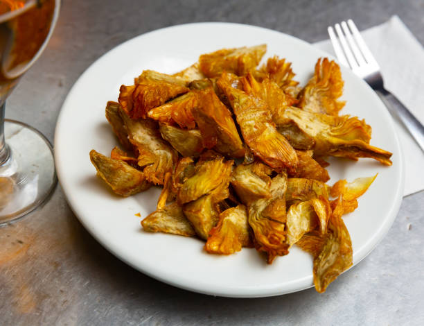istock Tasty fried artichokes at white plate, nobody 1478206047