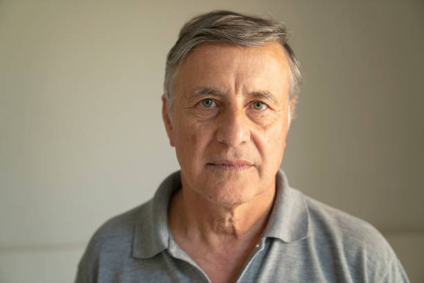 Portrait of senior man with serious expression