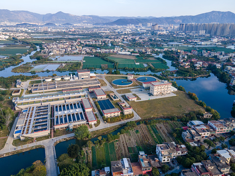 Overall bird's-eye view of the sewage treatment plant