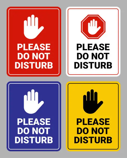 Vector illustration of Please Do Not Disturb Sign Collection