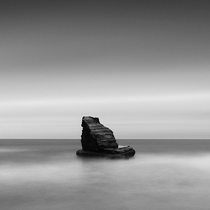 Long exposure shot of sea stack in the water, Chiba Prefecture, Japan