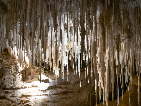 Stalagmites and stalactites inside cave in the Margaret River region of Western Australia
