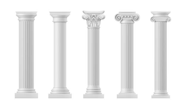 ilustraciones, imágenes clip art, dibujos animados e iconos de stock de columnas y pilares antiguos, arquitectura romana - column greek culture roman architecture