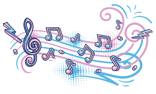 Funcky Note Drawn Notes And Clef Funky Musical Melody Stock Illustration - Download ...