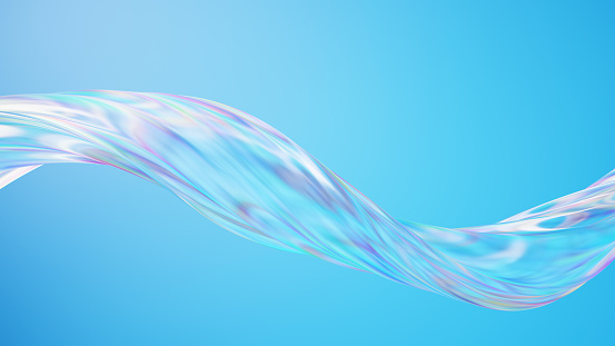 3D Illustration.Transparent and colorful wave background. Abstract and beautiful background. (Horizontal)