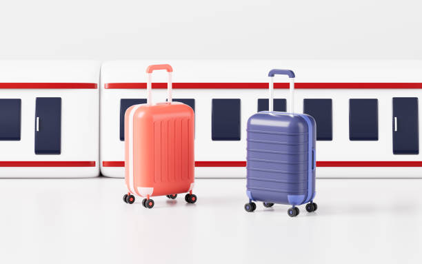istock Cartoon high-speed train and trunk in the white background, 3d rendering. 1478255436