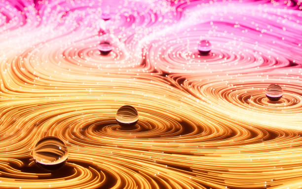 istock Flowing lines and glowing particles, Neon lines background, 3d rendering. 1478255471