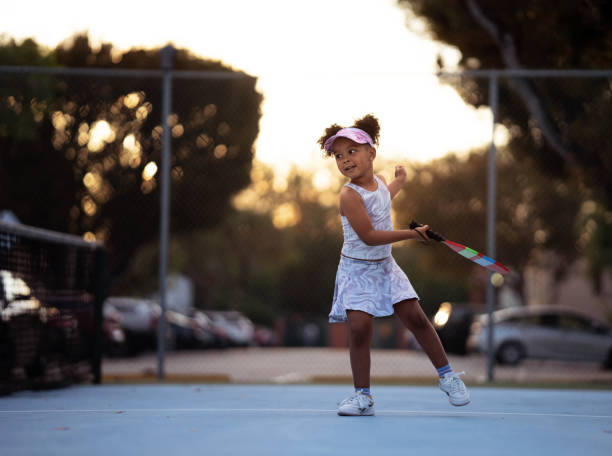 istock Five years old girl playing a pickle ball game 1478260884