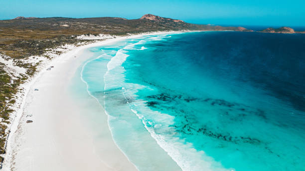 Lucky Bay Beach In Esperance Lucky Bay beach in Esperance shot on the dji Mavic 3 cape le grand national park stock pictures, royalty-free photos & images