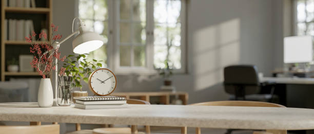 istock A minimal workspace tabletop with decor and copy space over in modern home working room. 1478262678