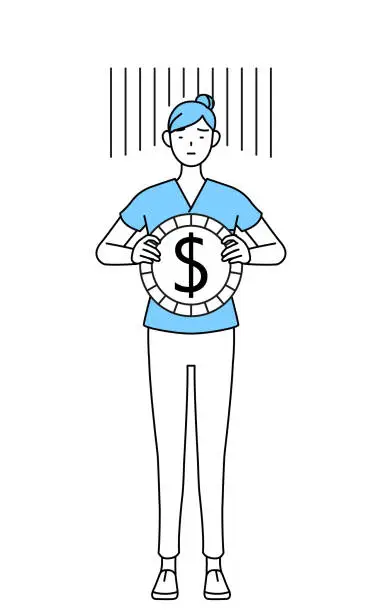 Vector illustration of Female nurse, physical therapist, occupational therapist, speech therapist, nursing assistant in Uniform an image of exchange loss or dollar depreciation
