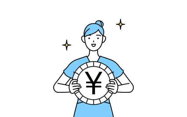 Vector illustration of Female nurse, physical therapist, occupational therapist, speech therapist, nursing assistant in Uniform an image of foreign exchange gains and yen appreciation