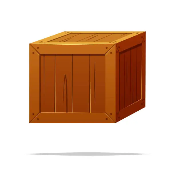 Vector illustration of Wooden crate box vector isolated illustration