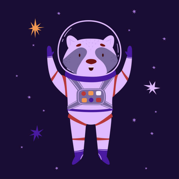 istock Cute space animal vector illustration. Raccoon astronaut in outer space, cartoon animal. Little explorer universe. Ideal for kids concepts 1478278272