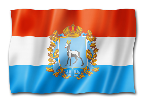 Samara state - Oblast -  flag, Russia waving banner collection. 3D illustration