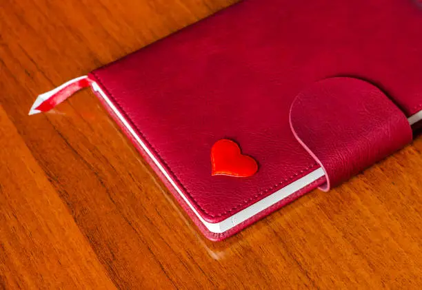 Red Heart Shape on the Book closeup