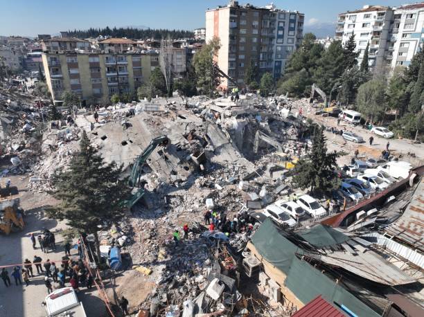 Drone photos shows quake devastation in Hatay, Turkey - 06 Feb 2023