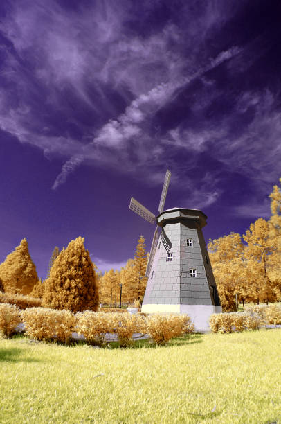 A replica of the wind turbine. Located at Bukit Jalil Recreation Park, Kuala Lumpur. The photo was taken using IR filter 630nm.