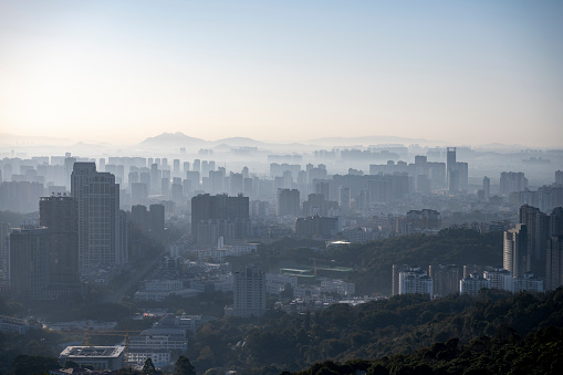 View of urban construction from the mountains of Putian City, Fujian Province