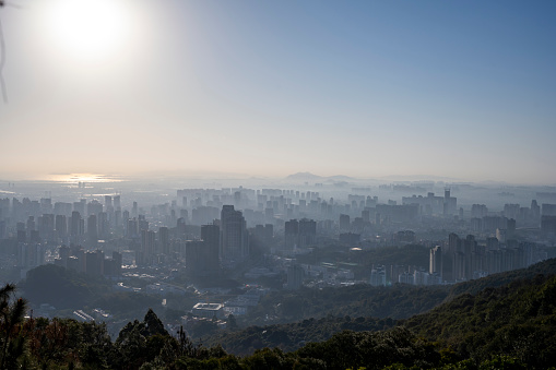 View of urban construction from the mountains of Putian City, Fujian Province