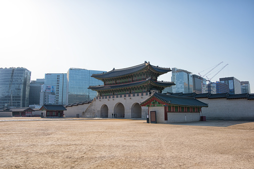 Seoul Korea - March 27th 2023, Its the Gyeongbokgung Gwanghwamun gate in Downtown Seoul Korea