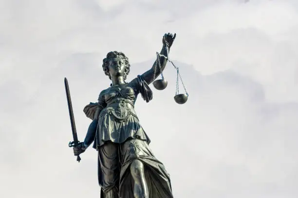 lady justice at the roemer square in Frankfurt am Main