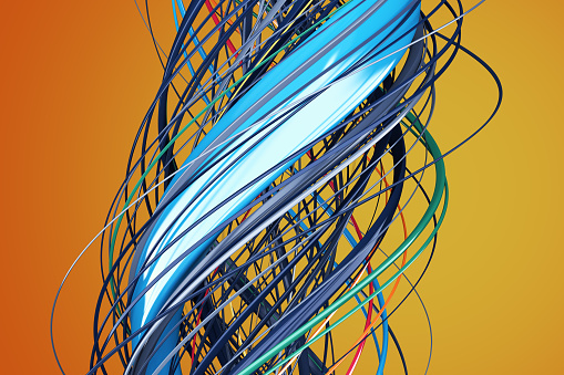 Close-Up Of Multi Colored twisted Wires