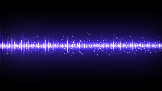 digital audio spectrum with particle effect, for music party