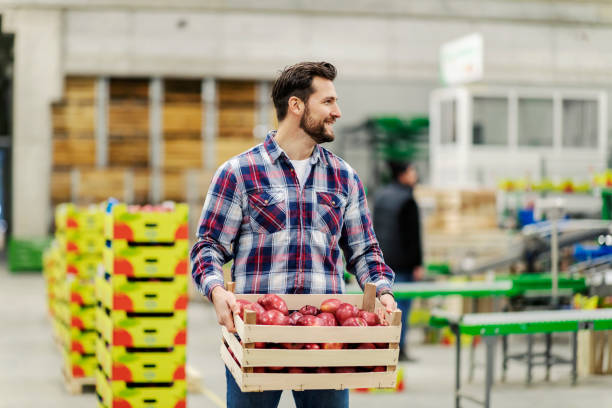 istock A warehouse worker carry crate with apples and making a delivery. 1478320383