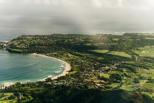 Otherworldly landscape of Hawaii's Na Pali Coastline on the island of Kauai.